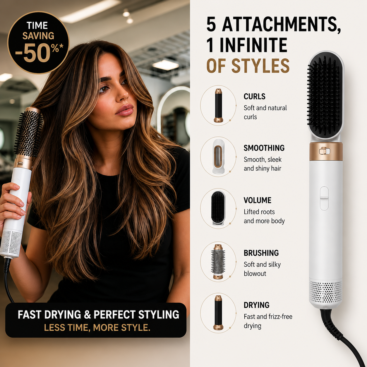 Professional brush with blow function 5 in 1